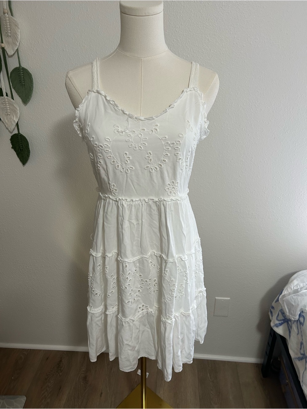 Maurices White Eyelet Tiered Mini Sundress - Picture 1 of 9